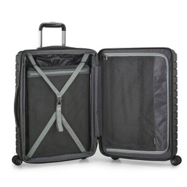Traveler's Choice Archer Polycarbonate Hardside Spinner Luggage Set, Tie Down Straps, Grey, Checked 29-Inch