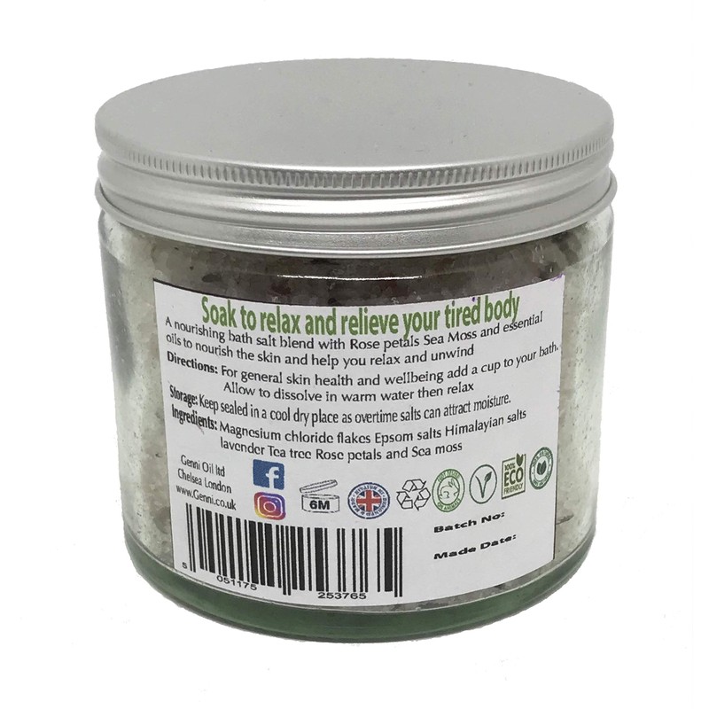 Bath SOAK with Salts Sea Moss Rose Petals and Essential