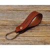 Dark brown leather key chain drop shape ring keychain boyfriend