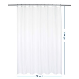 Barossa Design Waterproof Fabric Shower Curtain or Liner Microfiber 72" W x 80" H - Extra Long, Hotel Quality, Machine Washable, White Shower Liner for Bath Tub, 72x80 Inches
