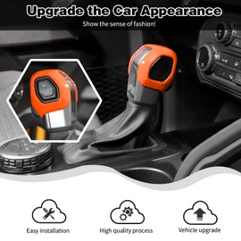 HTHE for Ford Bronco 2021 2022+ Center Console Gear Shifter Knob Cover Compatible with Ford Bronco 2021 2022 + (Orange,ABS,2Pcs/Set)