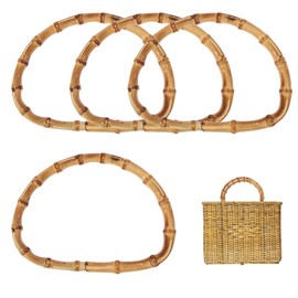 CHGCRAFT 4 Pcs Wooden D-Shaped Bamboo Bag Handle Replacements Handmade Bag Purse Making Handles for Beachbag Handbags Purse Handles Crafting, 4.72×6.3 inch
