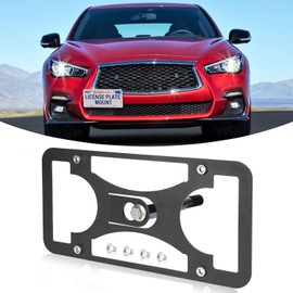 Front Bumper Tow Hook License Plate Mount Bracket Compatible with Infiniti Q50 2014-2024, No Drill Plate Holder, Front License Plate Bracket