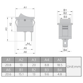 8-Pack Pre-Wired Rocker Toggle Switch with 15mm Wire, ON/Off SPST 2Pin Heavy Duty 10A Boat Switches for Home Auto Car Marine Boat, KCD1-101, Red