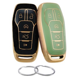 REPROTECTING TPU Key Fob Cover Compatible with Ford Edge Explorer F-150 F-250 Super Duty F-350 Super Duty Fusion Mustang Lincoln MKX (Black/Green)