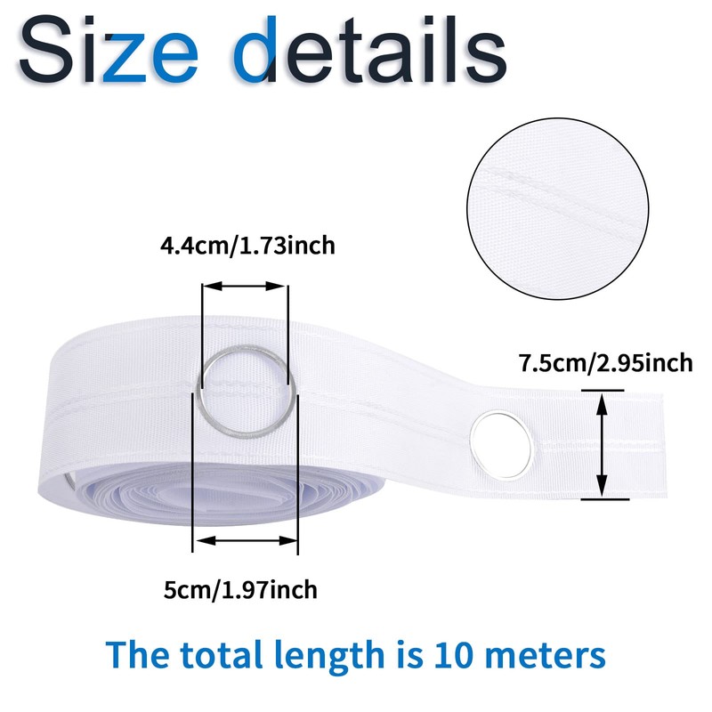 INCREWAY Vorhangband, 10 Meter/10,9 Yards Drapery Curtain Heading Grommet Tape