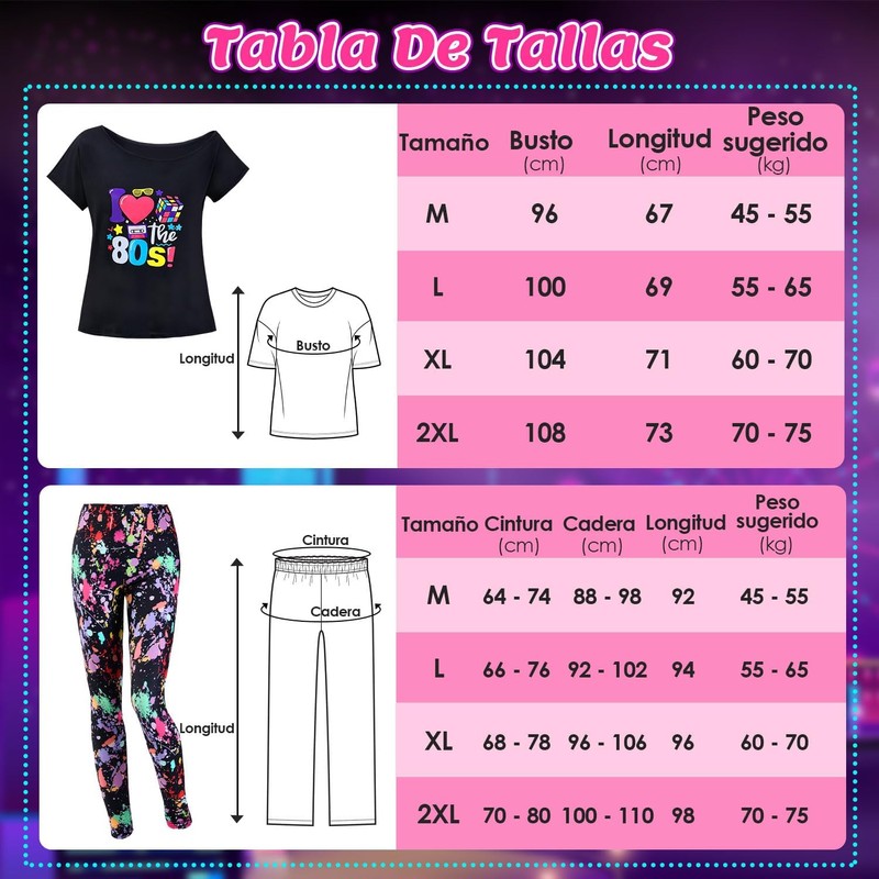 Lukovee Disfraz de los 1980 Mujers, 24 Conjunto de 80's