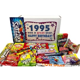 RETRO CANDY YUM ~ 1995 30th Birthday Nostalgic Candy Gift Basket Box 90s Assortment from Childhood Memories for 30 Year Old Woman or Man Born 1995 Jr