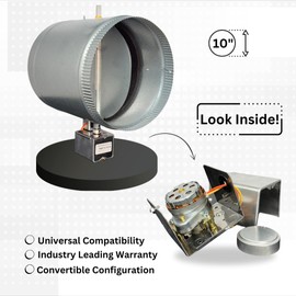 Durodyne 10” Motorized HVAC Power Damper – 24V AC, Power Close/Spring Open, Easily Convertible for Thermostat or Zone Control Systems – 5 Year Warranty- NSPRD