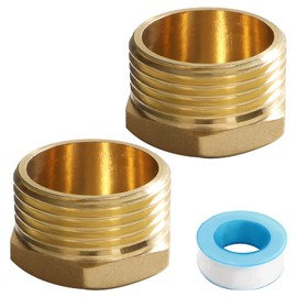 Lyeteung 2 pieces G3/4 brass cap, male thread, brass pipe cap, end cap, threaded cap, brass hose caps, hexagonal, with raw material band