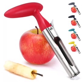 SCHVUBENR Premium Apple Corer Tool - Easy to Use and Clean Sturdy Core Remover with Sharp Serrature Stainless Steel Corers for Pear Fruits Ease(Red)