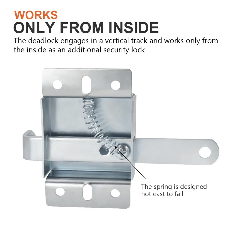 QZATTCAEN Garage Door Side Lock Inside Deadlock for Most Garage