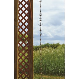 Ancient Graffiti Flamed Copper Heart Rain Chain, 4" x 96" x 4"