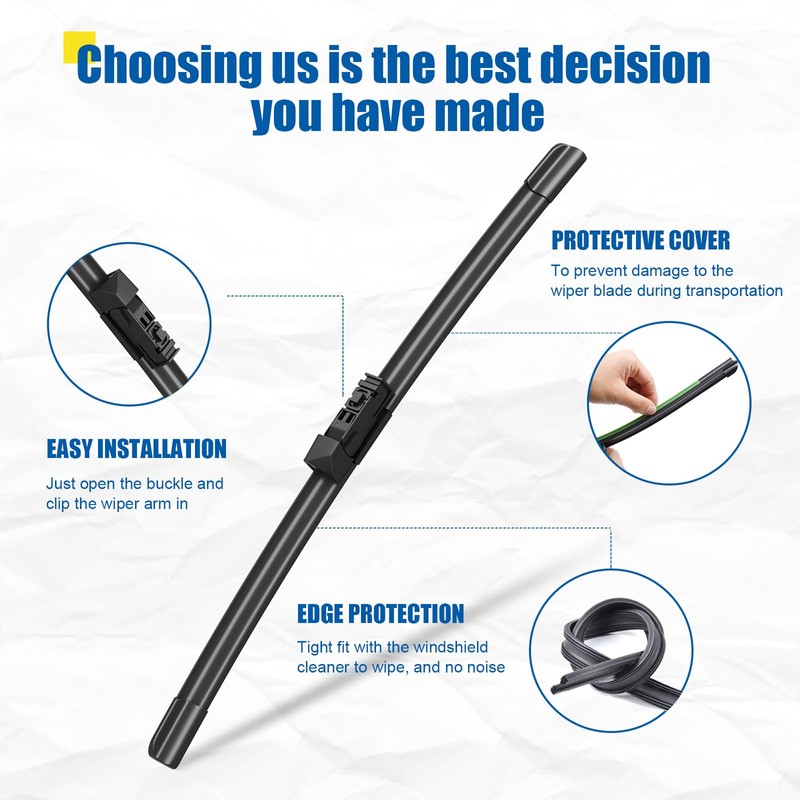 HRSNO 24"+18" Windshield Wipers With 14" Rear Wiper Blade Sets