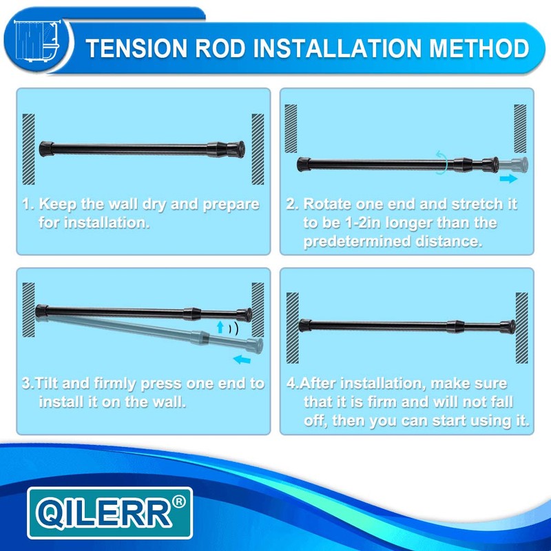 QILERR Tension Rods 28 to 48 Inches 6 Pack Adjustable