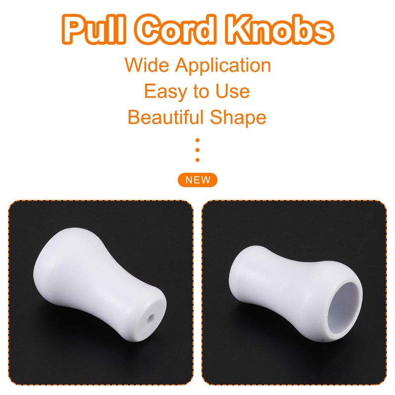 sourcing map Cord Knobs, White Plastic Cord Tassel Drops Pull