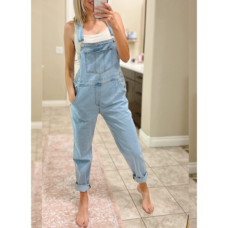 luvamia Women's Casual Adjustable Denim Bib Overalls Jeans Pants Fashion