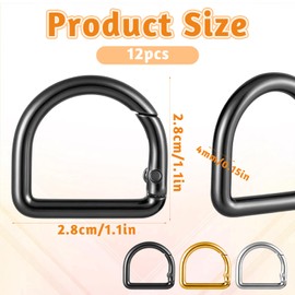 BOHUIZ 12Pcs Small D Ring Carabiner Clips, Stainless Steel Mini Carabiner Keychain Spring D Rings Hook for Dog Collars Car Keyring Backpack Clips Webbing Buckle Paracord Keyrings Purse Chain(3 Color)