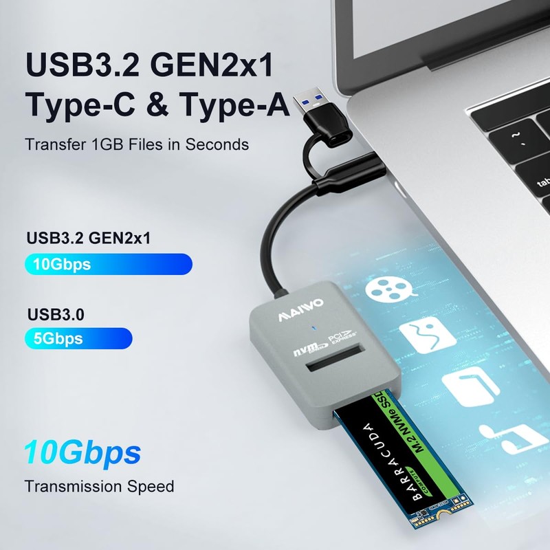 MAIWO M.2 NVMe to USB Adapter, USB C PCIe NVMe
