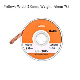 12x Desoldering Wire Solder Wicks Desoldering Braid Solder Wire Low Residue No-Clean Electrical Components Tin Remover - Yellow 2.0mm