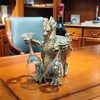 HEINBOW Steampunk Dragon Wine Bottle Wine Holder Statue with Two