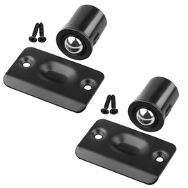 HOMOTEK 2 Pack Drive in Ball Catch with Strike Plate for Closet Doors, Black, 13/16 Inch x 1-1/8 Inchs,Die-cast, Adjustable Tension Ball