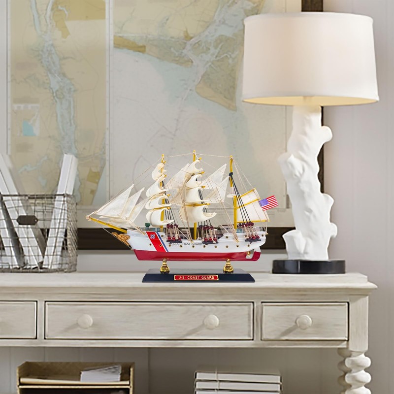 SAILINGSTORY Wooden Model Ship US Coast Guard Eagle Barque Ship