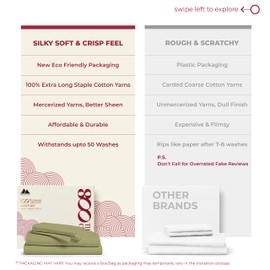 MAYFAIR LINEN 100% Egyptian Cotton Sheets Twin XL Size - 800 Thread Count 3 PC Twin XL Sheet Sets Cotton, Silky Soft College Dorm Sheets Twin XL Set, 16" Deep Pocket Luxury Cooling Sheets - Sage Green