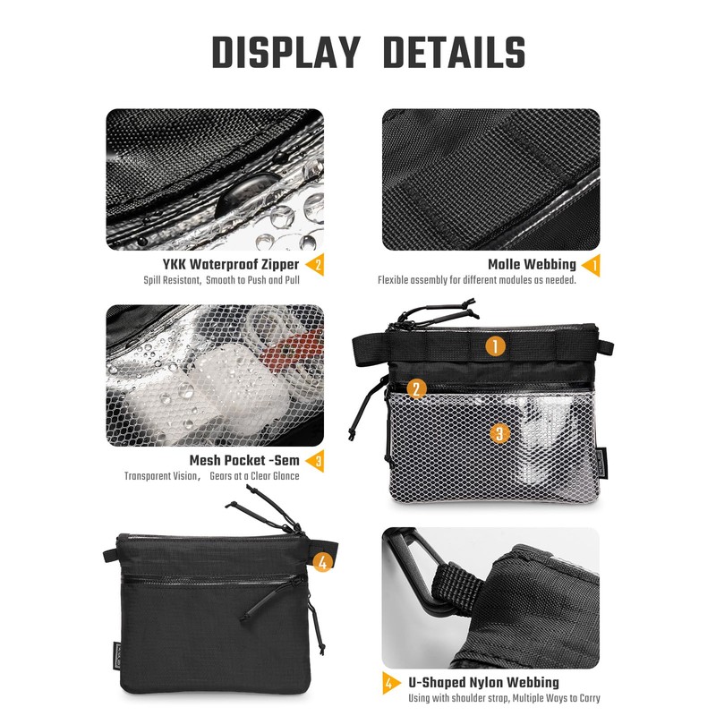 TACTICAL_GEEK Storage A16 EDC Small Bag, Waterproof Nylon Organisation, Multifunctional