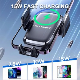 Universal 360° Wireless Car Phone Charger Holder 15W Fast Charging Air Vent Mount Clamping