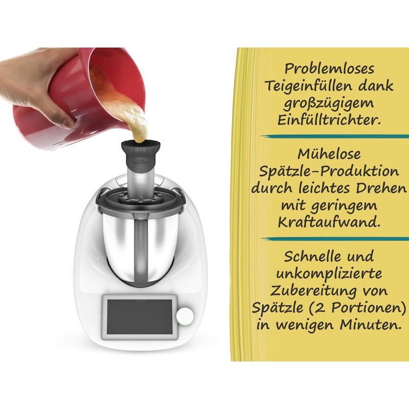 Mixle Spaetzle Attachment V2, Improved Version, Compatible with Thermomix TM6,