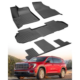 CreekT Floor Mats for GMC Acadia 2024 2025 (Only for 7 Seats Captain's Chairs), All-Weather Full Set Floor Mats for GMC Acadia Accessories 2024 2025 AT4 Denali Elevation