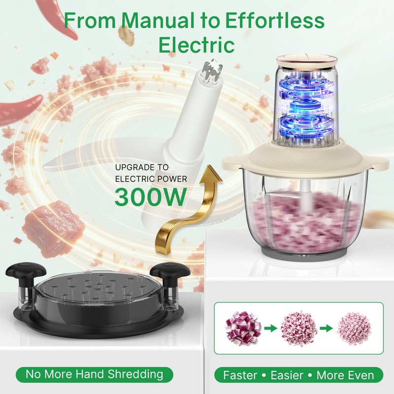 Electric Chicken Shredder,300W Food Processor Meat Grinder with 8 Cup