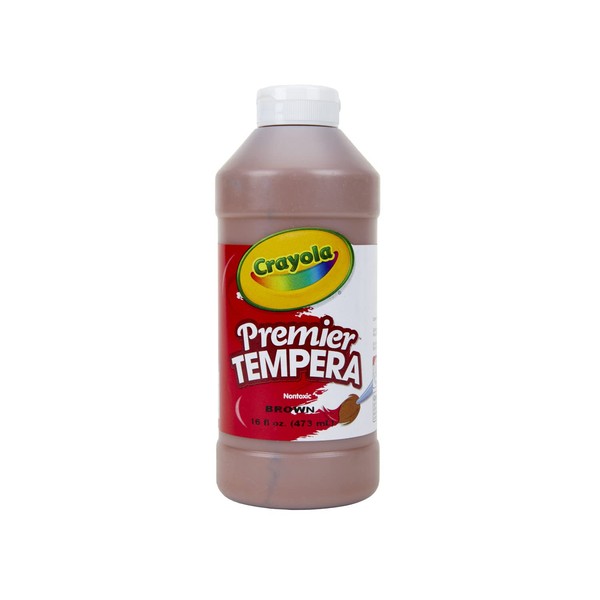 Crayola Premier Tempera Paint For Kids - Brown (16oz), Kids Classroom Supplies, Great For Arts & Crafts, Non Toxic, Easy Squeeze Bottle