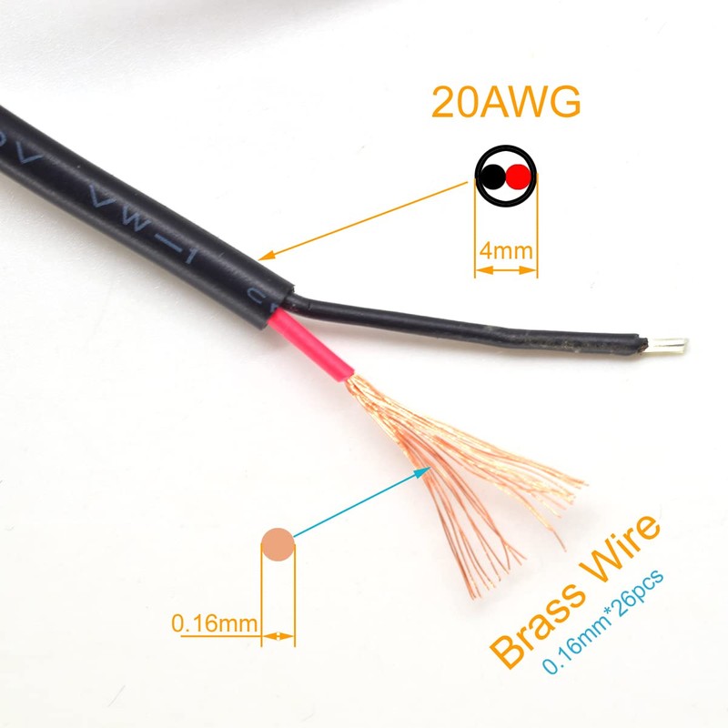 ELNONE 2PCS 20AWG USB Pigtail, 0.6M/2FT USB 2.0 Male Plug,