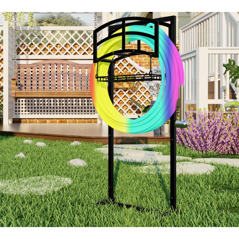 Fire Beauty Heavy-Duty Portable Garden Hose Holder with Storage Basket,120+