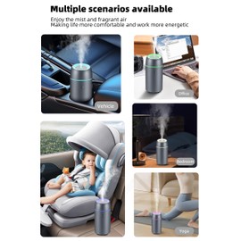 Car Aromatherapy Diffusers for Essential Oils Portable Mini Ultrasonic Mist Humidifier 100ml USB-Powered Aroma Diffuser Freshener for Vehicle Home Office Bedroom (Grey)