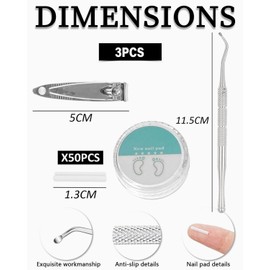 KGDUYC 50 Pieces Painless Toenail Smoothing Strips with Toenail Lifter, Ingrown Toenail Correction Set, Simple Tool Set for Ingrown Toenails