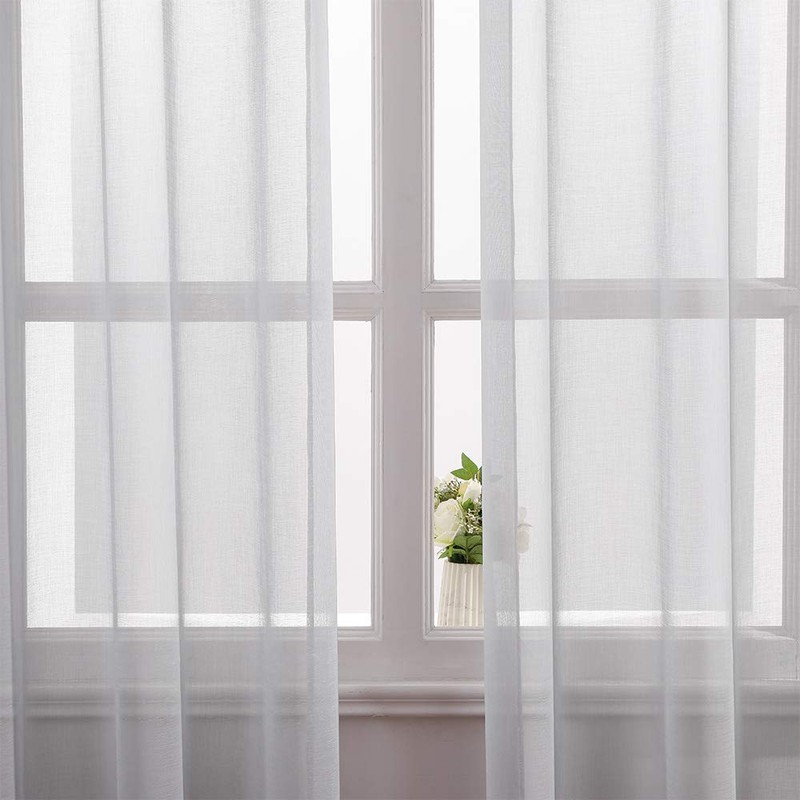MIULEE Solid Gray Kitchen Sheer Valance Linen Look Window Curtain,Living