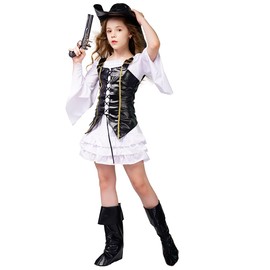 SEA HARE Girls Luxury Cool Pirate Fancy Dress Costume (XXL：14-16years)