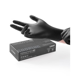 LANON 3mil Nitrile Gloves, Pack of 100, Black Disposable Gloves, Food-Safe, Latex-Free and Powder-Free, Disposable Gloves in Size XL