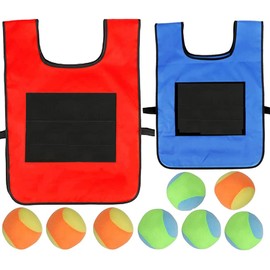 Pack of 2 Sticky Ball Vest, Dodgeball Game Set, Dodgy Ball Play Set, Velcro Ball Game for Parent-Child Game Indoor and Outdoor Throwing Games, Children's Gift with 10 Cotton Balls