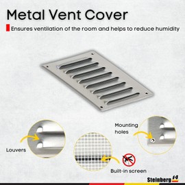 Steinberg14 Stainless Steel Vent Cover 4x6 (Duct Opening) with Mesh - Wall and Ceiling Ventilation Register - Metal Air Grille - HVAC Cold Air Return Vent - 5.51"W x 7.48"H Outer Dimensions