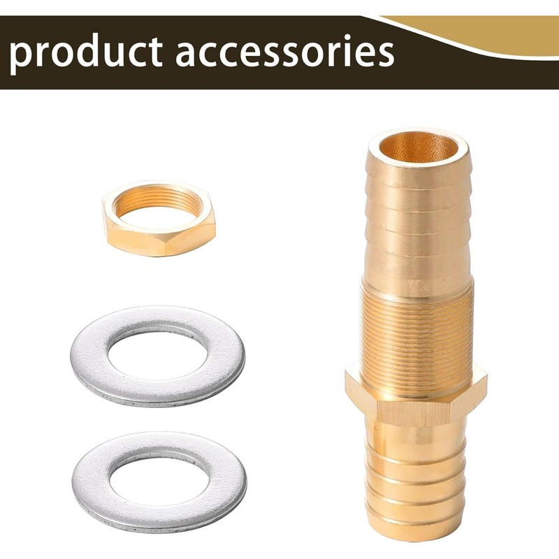 5/16"Brass Hose Barb Thru-Bulk Bulkhead Fitting,Straight Hex Union Fitting for