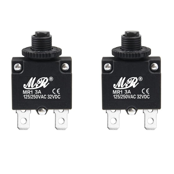 Bumbesti 2Pcs 32VDC,AC125-250V Thermal Overload Protector Push Button Reset Circuit