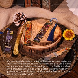 JA&MIU 4 PCS Metal Tassel Bookmark, Gold Ppenwork Bookmarks, Van Gogh Monet Oil Painting Theme Bookmarks, Bookmarks for Women Men Students Elderly Reading Enthusiasts