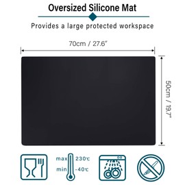 Gartful Oversize Silicone Mat for Crafts, 27.6" x 19.7" Silicone Craft Sheet Jewelry Casting Mold, Countertop Mat, Counter Table Protector, Multipurpose Mat, Placemat, Black