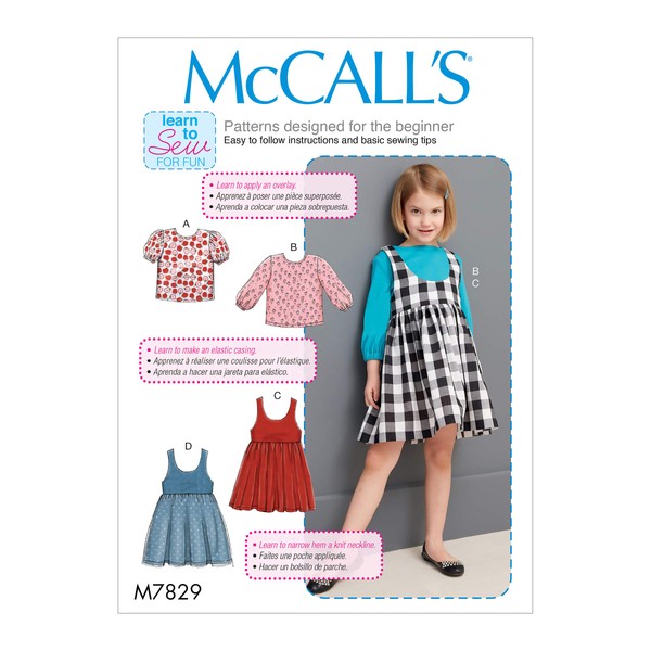 McCall Pattern Company Learn Girl's Shirt and Jumper Sewing Patterns,