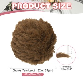 PATIKIL 35yds Faux Fur Yarn, 6 Skeins 0.8" OD 50g Soft Fuzzy Yarn Crochet Fluffy Chunky Polyester Plush Fur for Crocheting and Hand Knitting Shawls Hat Blanket Rug, Caramel