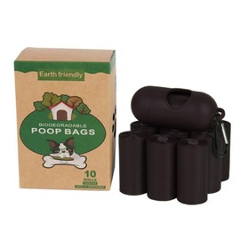 Pet Waste Garbage Pet Dog Poop Bags 10 Rolls with Portable Dispenser and Carabiner Easy Carry Design (Black)